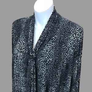 Norma Kamali cape with front tie leopard print